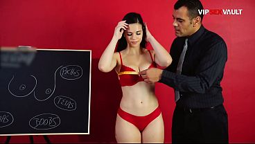 Big Natural Tits Measured, Then He Sucks Her Nipples Till She Moans