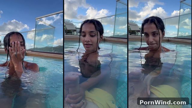 Yasmina Khan Busty Indian Gives an Amazing Blowjob in the Public Hotel Pool