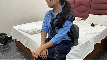 Indian Desi teen with school girl in Oyo hardcore sex